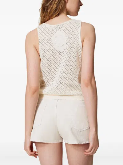 Twinset Twin-set 100% Cotton Comfortable Shorts In White