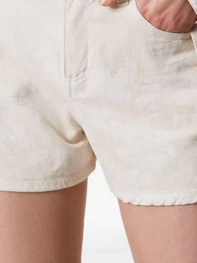 Twinset Twin-set 100% Cotton Comfortable Shorts In White