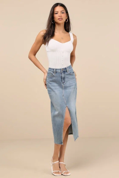 Lulus Calanthe Ivory Pointelle Knit Button-front Tank Top In Ivory