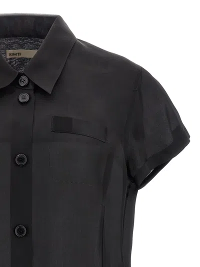 Khaite Keefe Silk Charmeuse Shirt In Black