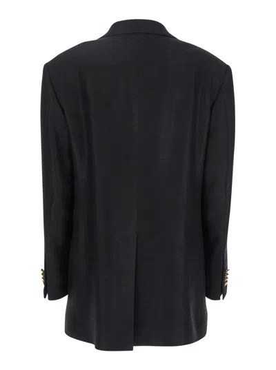 Tagliatore Black Jacket With Pointed Lapels And Front Pockets In Black