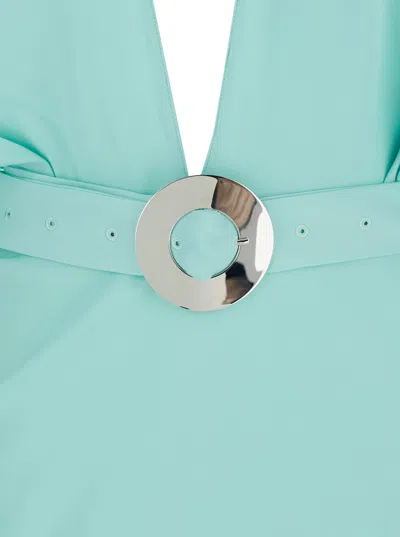 Taller Marmo 'florida' Light Blue Mini Dress With Adjustable Belt On The Front And Maxi Bow On The Rear In Blu