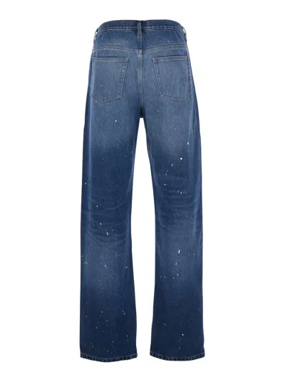 Apc Blue Five-pocket Jeans With All-over Paint Effect In Cotton Man In Blu
