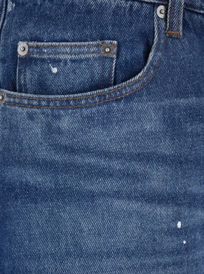 Apc Blue Five-pocket Jeans With All-over Paint Effect In Cotton Man In Blu