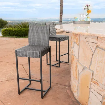 Streamdale Furniture Streamdale Elegant Outdoor Wicker Barstools With Durable Iron Frame