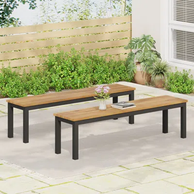 Streamdale Furniture Streamdale Modern Acacia Wood & Metal Outdoor Bench - 63 Inch