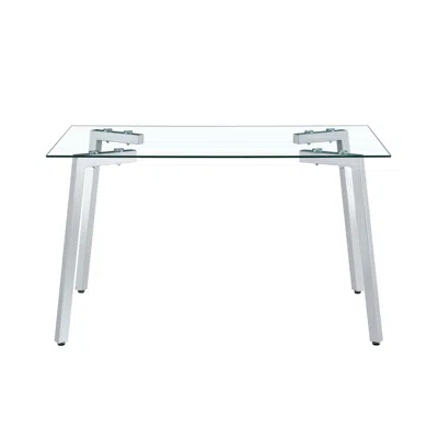 Streamdale Furniture Streamdale Sleek Glass Dining Table For 4 With Durable Metal And Wood Legs