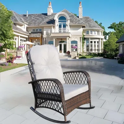 Streamdale Furniture Streamdale Outdoor Wicker Rocking Chair With Wide Seat