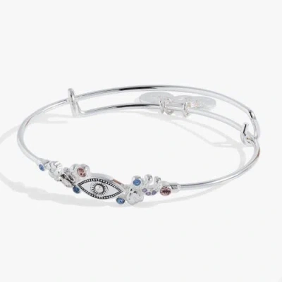Alex And Ani Evil Eye In Line Bangle Bracelet In Silver