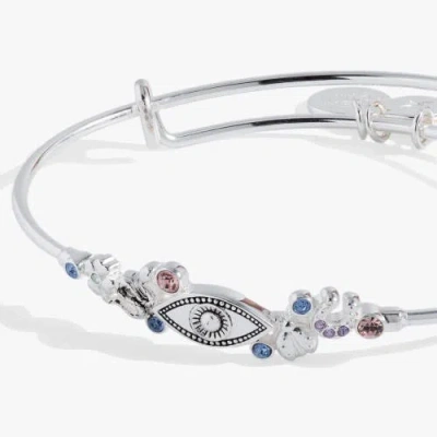 Alex And Ani Evil Eye In Line Bangle Bracelet In Silver