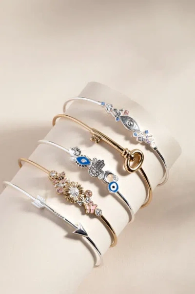 Alex And Ani Evil Eye In Line Bangle Bracelet In Silver