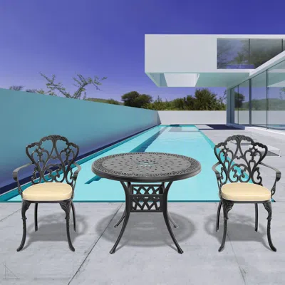 Streamdale Furniture Streamdale (cushions In Random Colors)3-piece Set Of Cast Aluminum Patio Furniture With Cushions