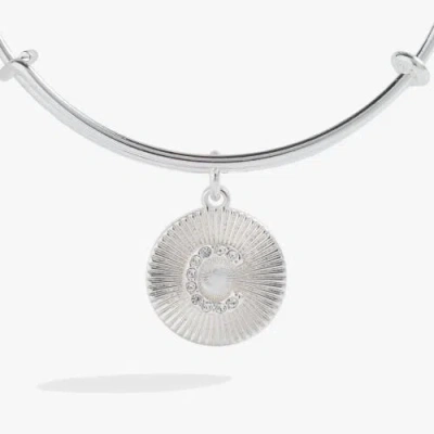 Alex And Ani Pave Starburst Texture Initial Bangle Bracelet In Silver - C
