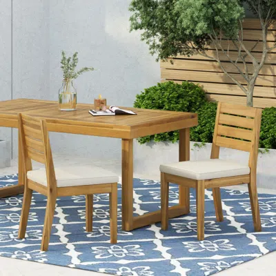 Shop Streamdale Furniture Streamdale Outdoor Armless Dining Chair With Cushions(set Of 2),natural And Beige