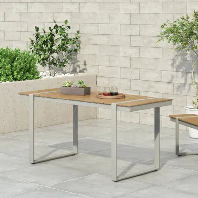 Streamdale Furniture Streamdale All-weather Aluminum & Faux Wood Slat Outdoor Dining Table