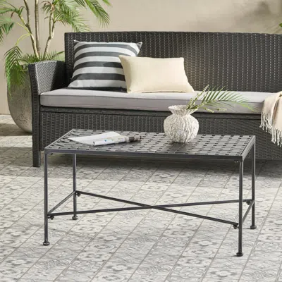 Streamdale Furniture Streamdale Outdoor Iron Coffee Table - Black Brush Silver