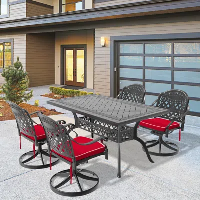 Streamdale Furniture Streamdale 5-piece Cast Aluminum Dining Set (table & 4 Swivel Chairs)