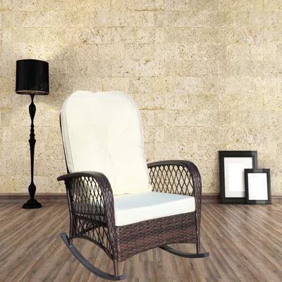 Streamdale Furniture Streamdale Outdoor Wicker Rocking Chair With Wide Seat