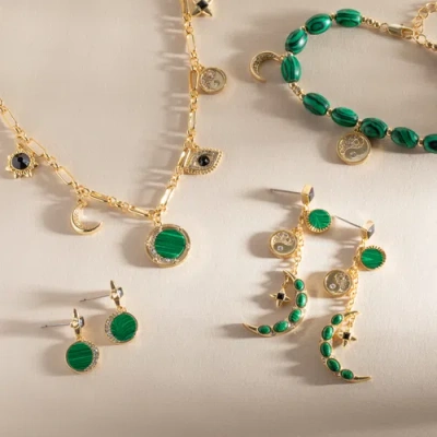 Alex And Ani Statement Earrings In Malachite
