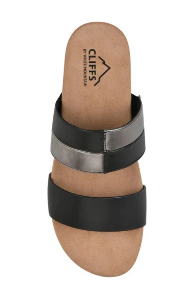 Cliffs By White Mountain Tammy Slide Sandal In Black Burnished Smooth
