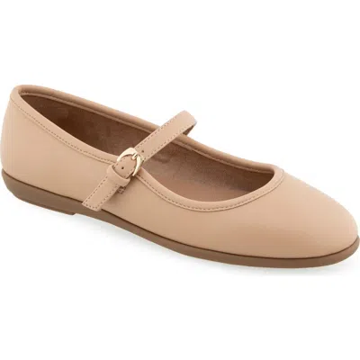 Aerosoles Women's Baylee Round Toe Mary Jane Flats In Beige Bisque Faux Leather