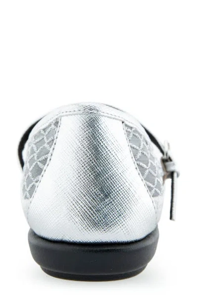 Aerosoles Women's Baylee Round Toe Mary Jane Flats In Silver Mesh Fabric