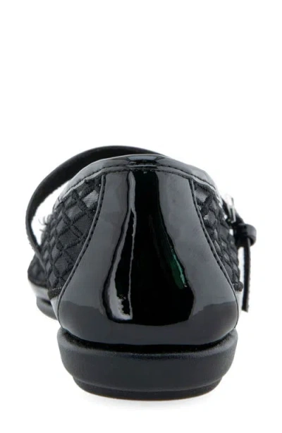 Aerosoles Women's Baylee Round Toe Mary Jane Flats In Black Mesh Fabric