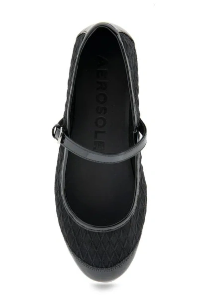 Aerosoles Women's Baylee Round Toe Mary Jane Flats In Black Mesh Fabric
