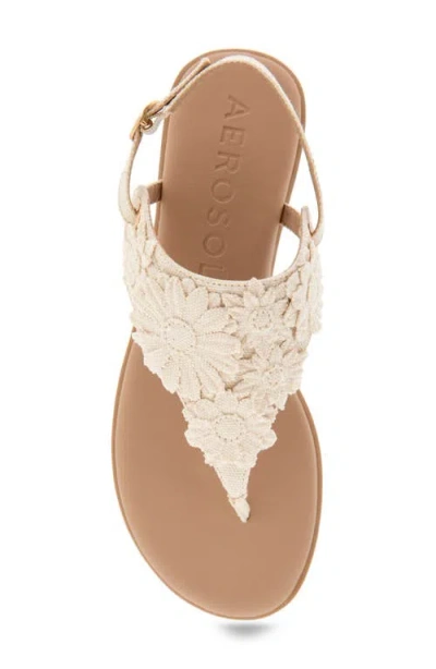 Aerosoles Women's Connie Round Toe Flat Sandals In Natural Canvas