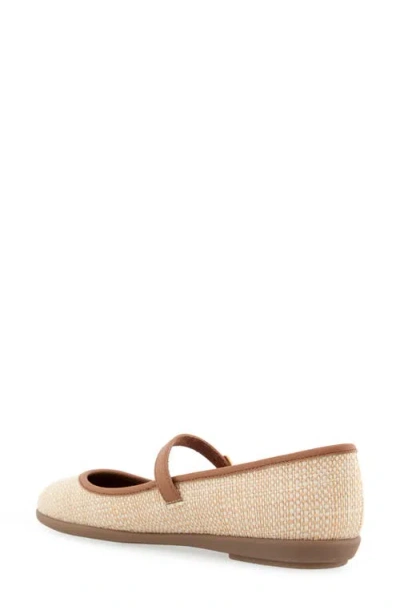 Aerosoles Women's Baylee Round Toe Mary Jane Flats In Natural Raffia Faux Leather