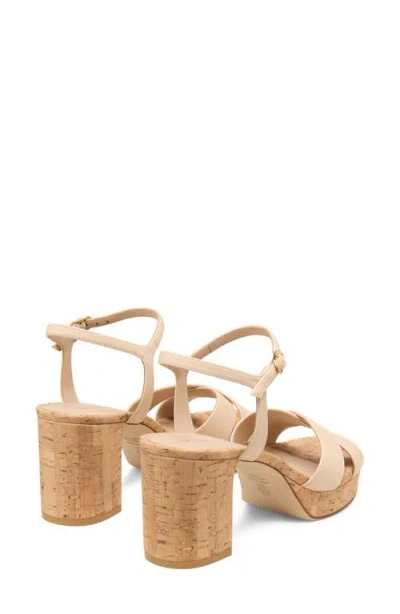 Stuart Weitzman Dayna Leather Crisscross Platform Sandals In Barely Beige
