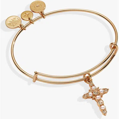 Alex And Ani Pearl Basics Cross Bangle Bracelet In Pearl