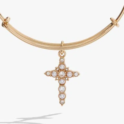 Alex And Ani Pearl Basics Cross Bangle Bracelet In Pearl