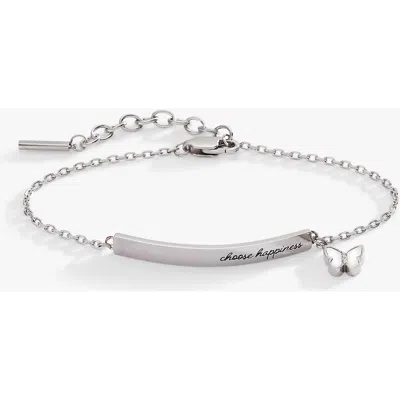 Alex And Ani Choose Happiness Inline Bracelet In Silver