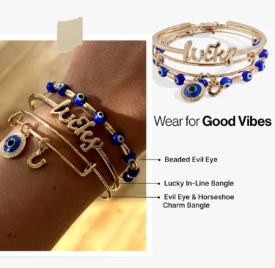 Alex And Ani Evil Eye Bangle Bracelet Set Of 3 In Gold