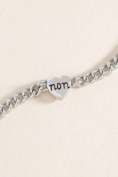 Alex And Ani Oui Non Heart Inline Bracelet In Silver