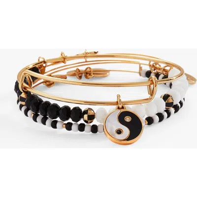 Alex And Ani Yin Yang Bangle Bracelet Set Of 3 In Gold