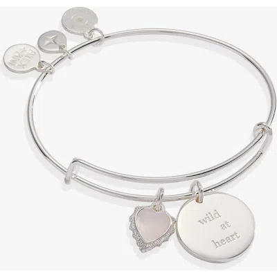 Alex And Ani Wild At Heart Duo Charm Bangle Bracelet In Silver