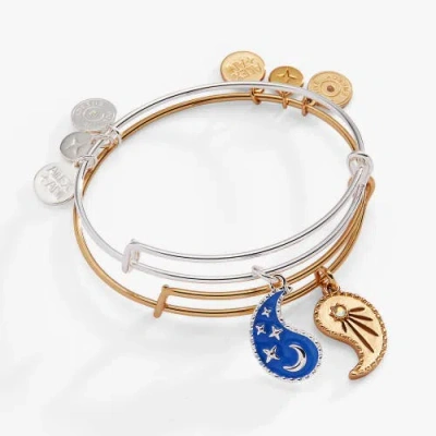 Alex And Ani Yin Yang Celestial Bff Bangle Bracelet Set Of 2 In Two Tone