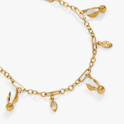 Alex And Ani Harry Potter Golden Snitch And Navette Multi Charm Pull Chain Bracelet In Gold