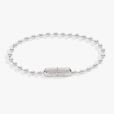 Alex And Ani Ball Chain Barrel Closure Bracelet With  Wings In Silver