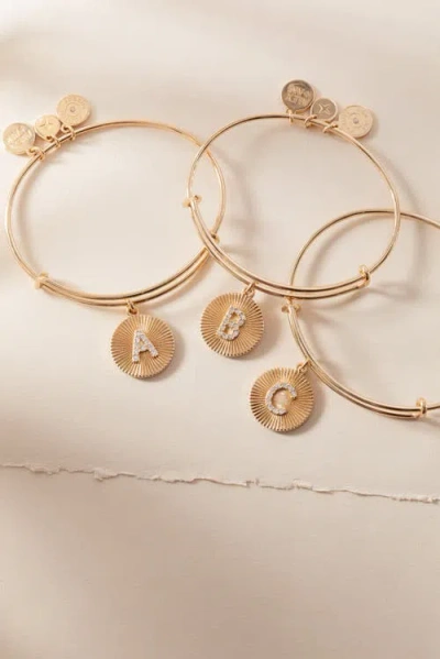Alex And Ani Pave Starburst Texture Initial Bangle Bracelet In Gold - B