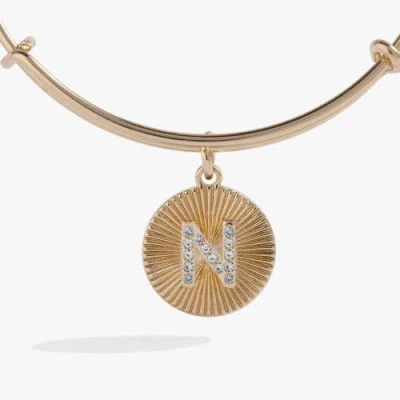 Alex And Ani Pave Starburst Texture Initial Bangle Bracelet In Gold - N