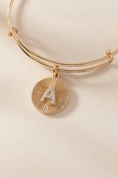 Alex And Ani Pave Starburst Texture Initial Bangle Bracelet In Gold - A