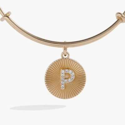 Alex And Ani Pave Starburst Texture Initial Bangle Bracelet In Gold - P