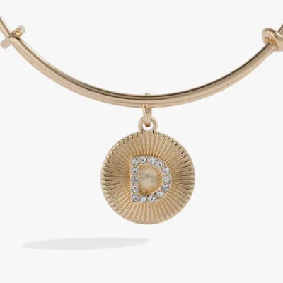 Alex And Ani Pave Starburst Texture Initial Bangle Bracelet In Gold - D