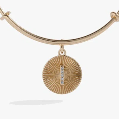 Alex And Ani Pave Starburst Texture Initial Bangle Bracelet In Gold - I