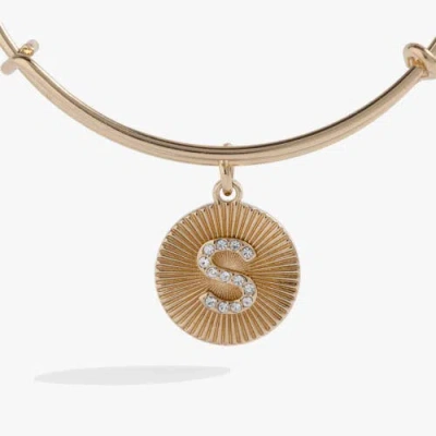 Alex And Ani Pave Starburst Texture Initial Bangle Bracelet In Gold - S