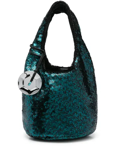Jw Anderson J.w. Anderson Sequin Shoulder Bag In Green Polyester In Green