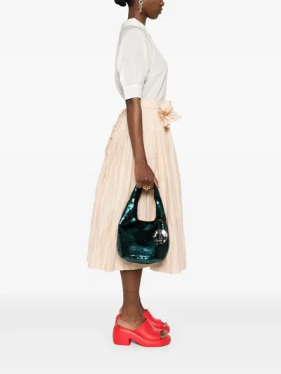 Jw Anderson J.w. Anderson Sequin Shoulder Bag In Green Polyester In Green
